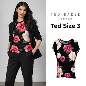 Ted Baker Black Top with Pink Floral Design